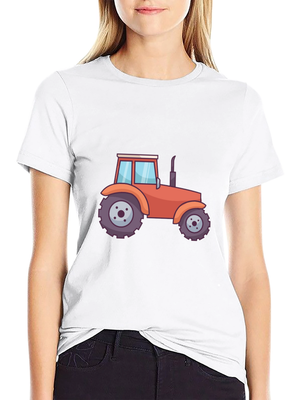 Tractor Graphic Tee - Black Cotton Blend T-Shirt