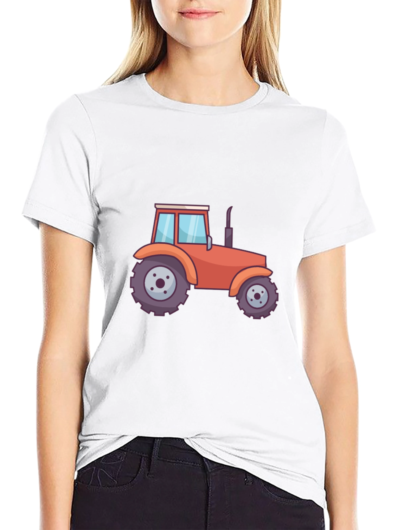 Tractor Graphic Tee - Black Cotton Blend T-Shirt