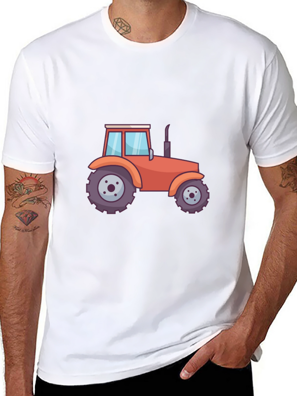 Tractor Graphic Tee - Black Cotton Blend T-Shirt