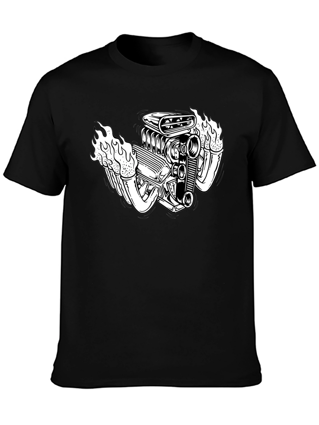 Flame Engine T-Shirt - Black Cotton Graphic Tee