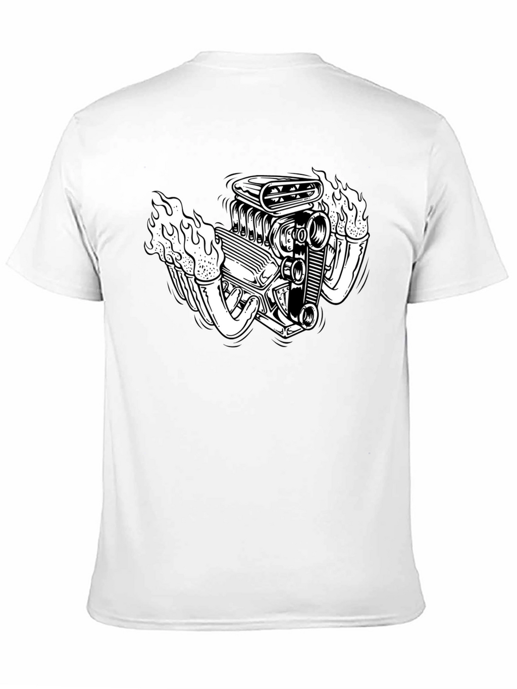 Flame Engine T-Shirt - Black Cotton Graphic Tee