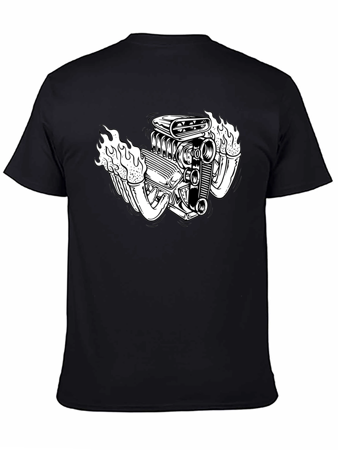 Flame Engine T-Shirt - Black Cotton Graphic Tee