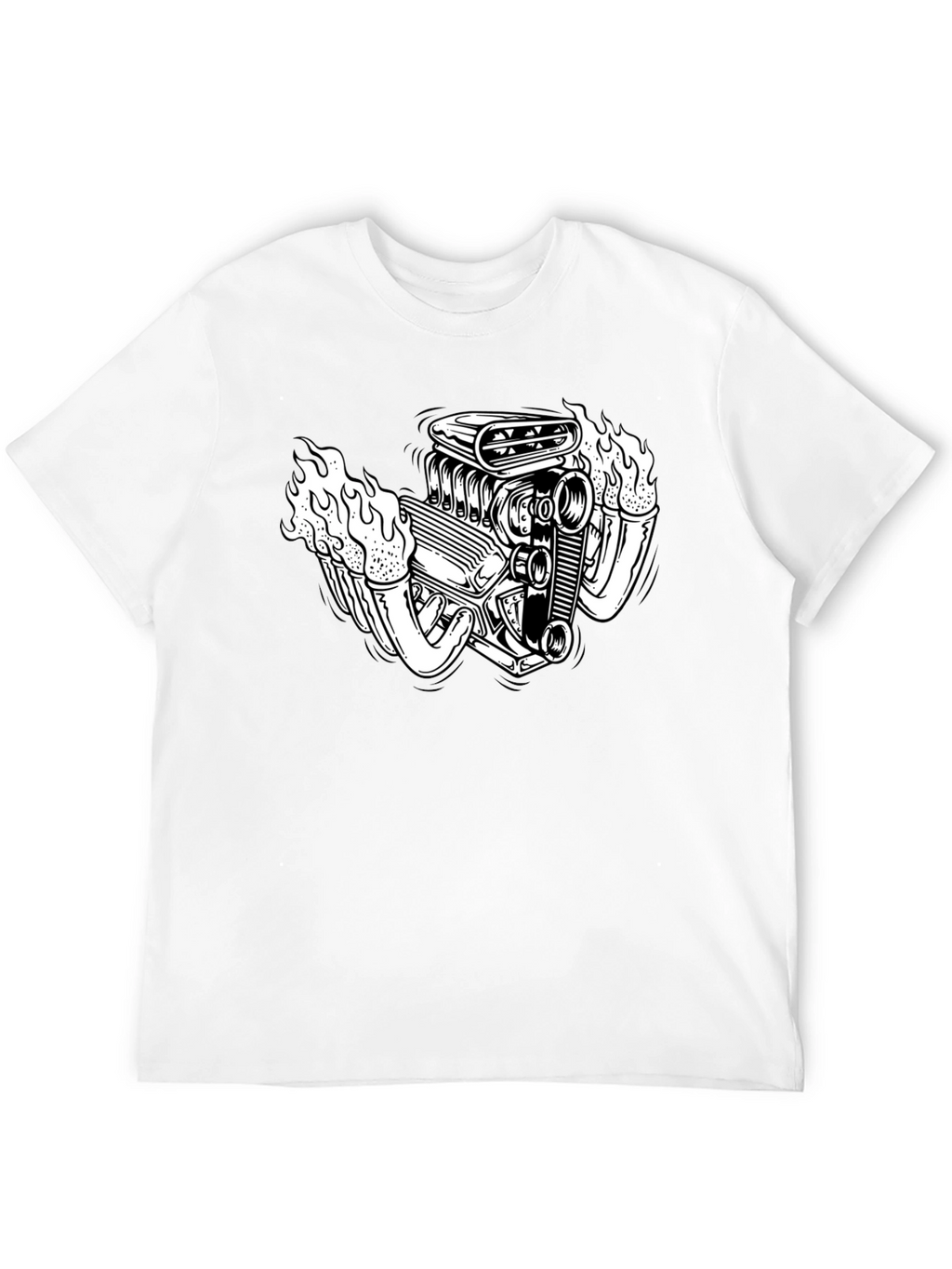 Flame Engine T-Shirt - Black Cotton Graphic Tee
