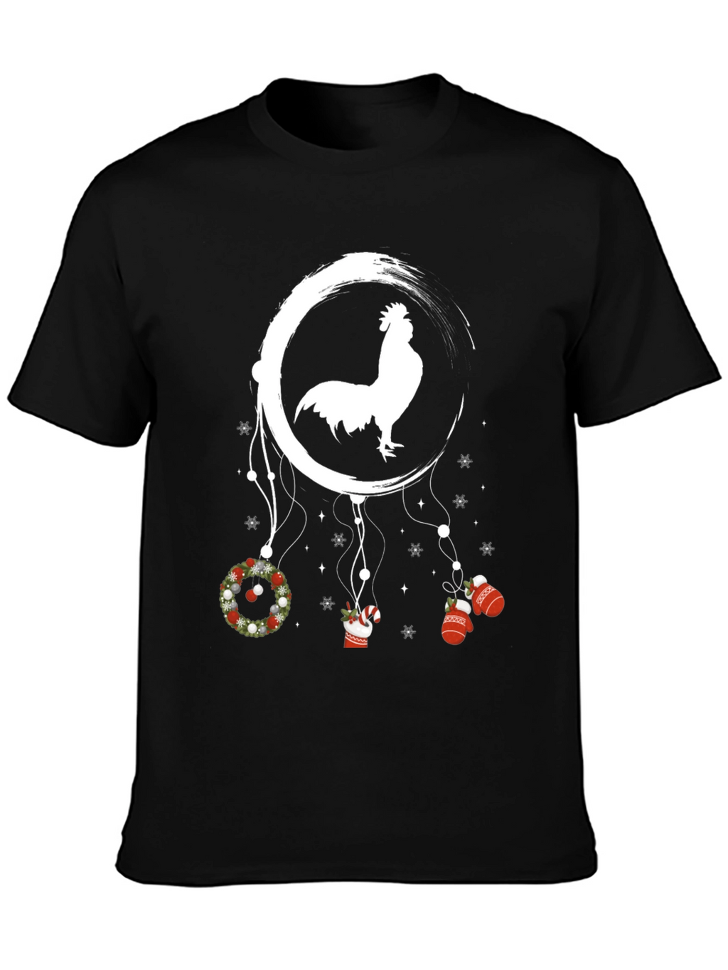 Novelty Christmas Rooster Dreamcatcher T-Shirt