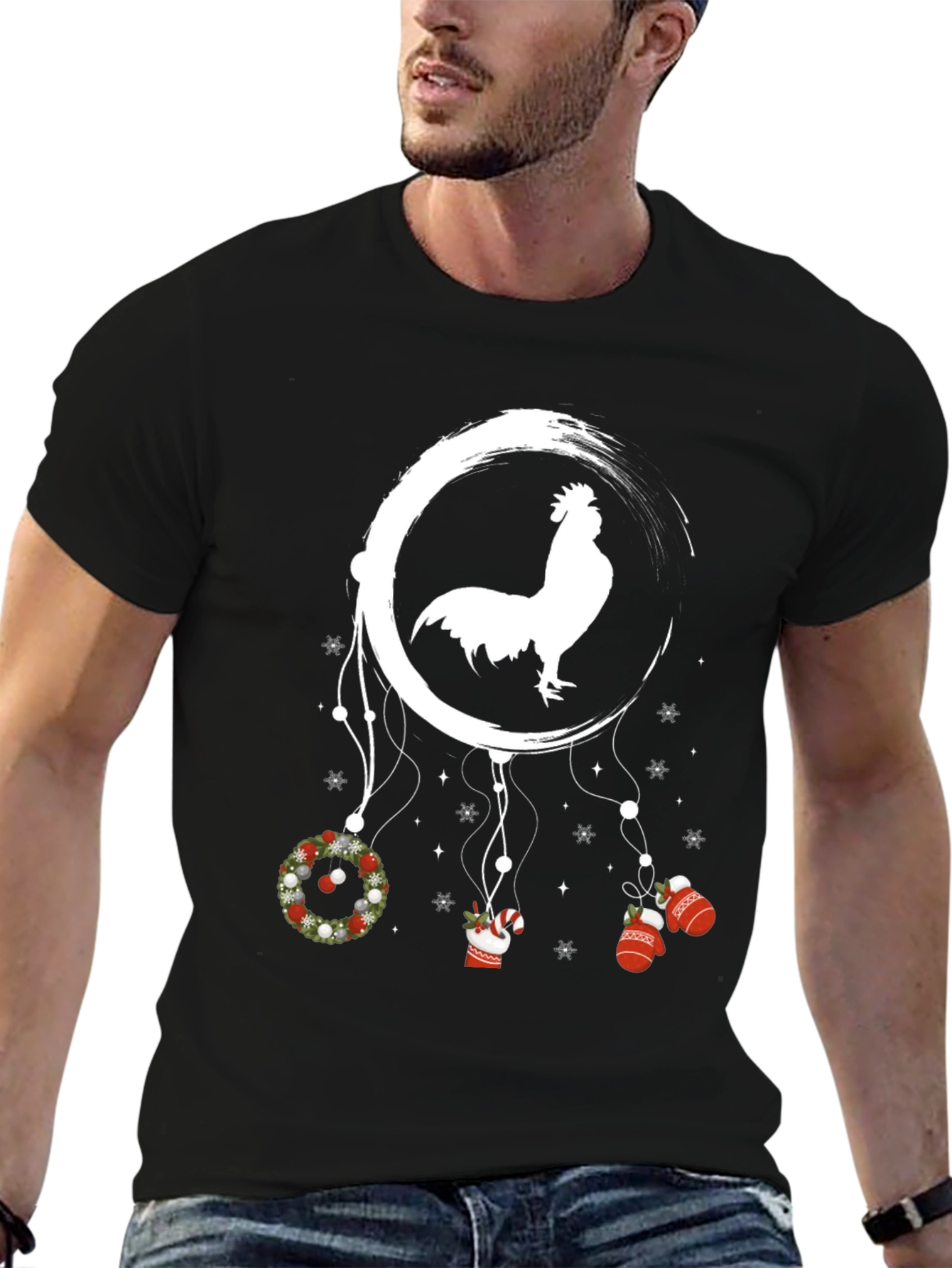 Novelty Christmas Rooster Dreamcatcher T-Shirt