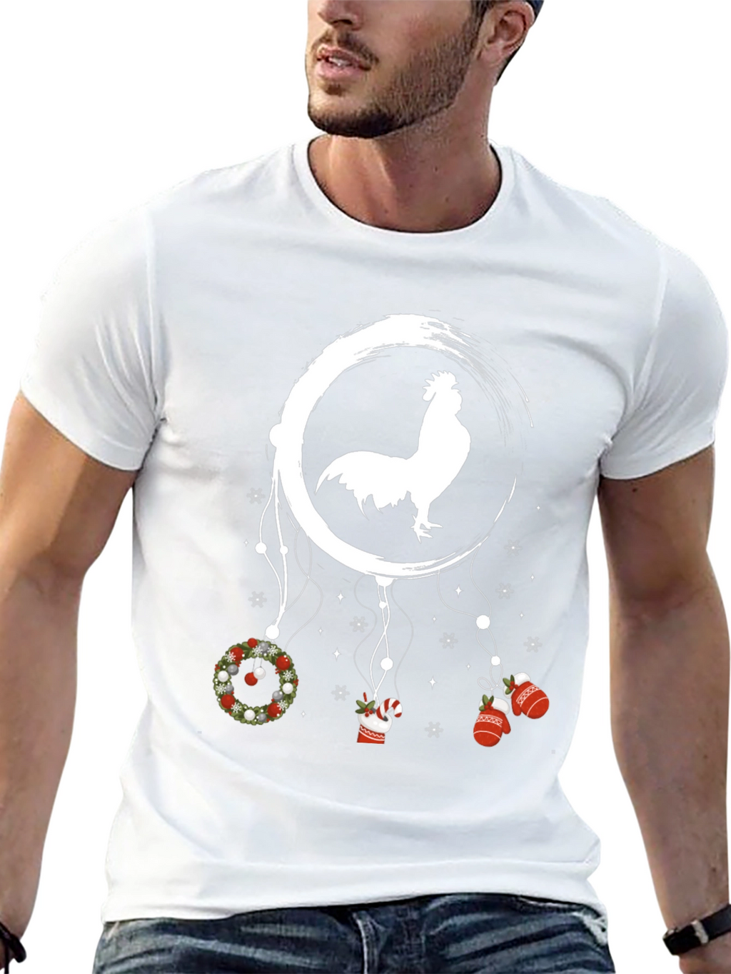 Novelty Christmas Rooster Dreamcatcher T-Shirt