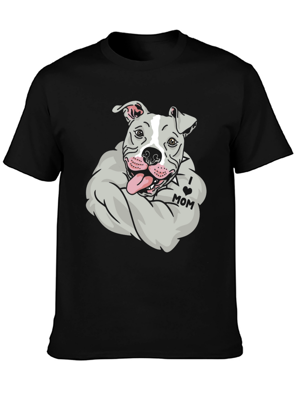 Pitbull I Love Mom Graphic Tee