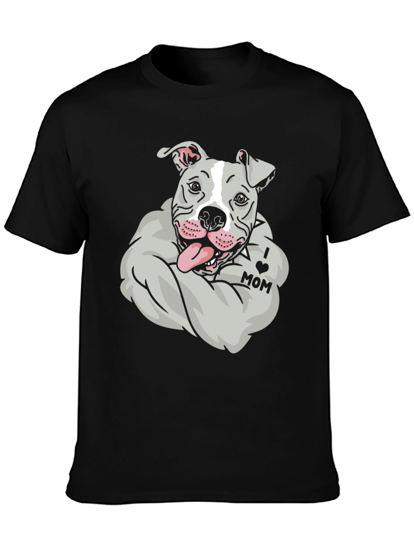 Pitbull I Love Mom Graphic Tee