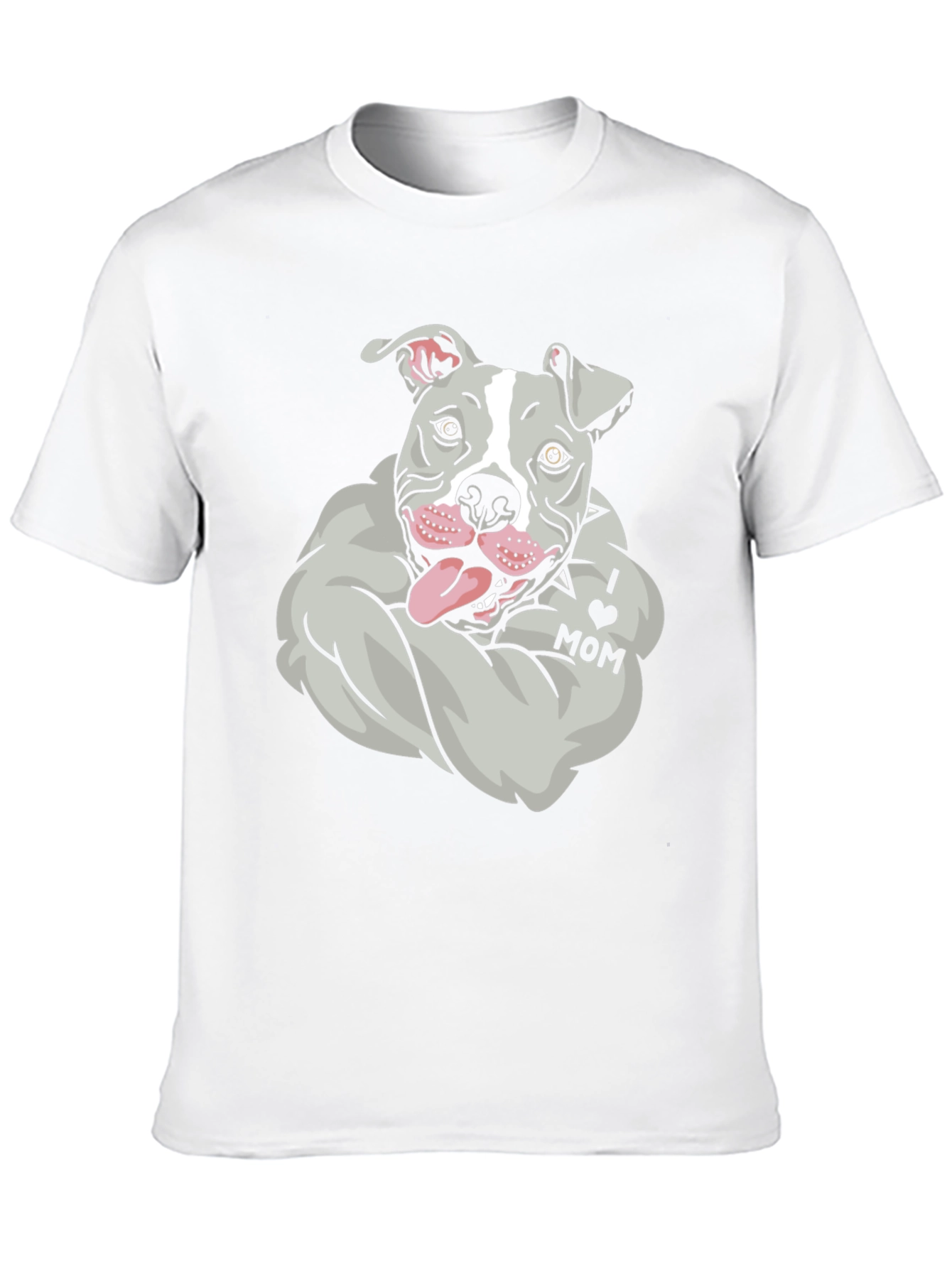 Pitbull I Love Mom Graphic Tee