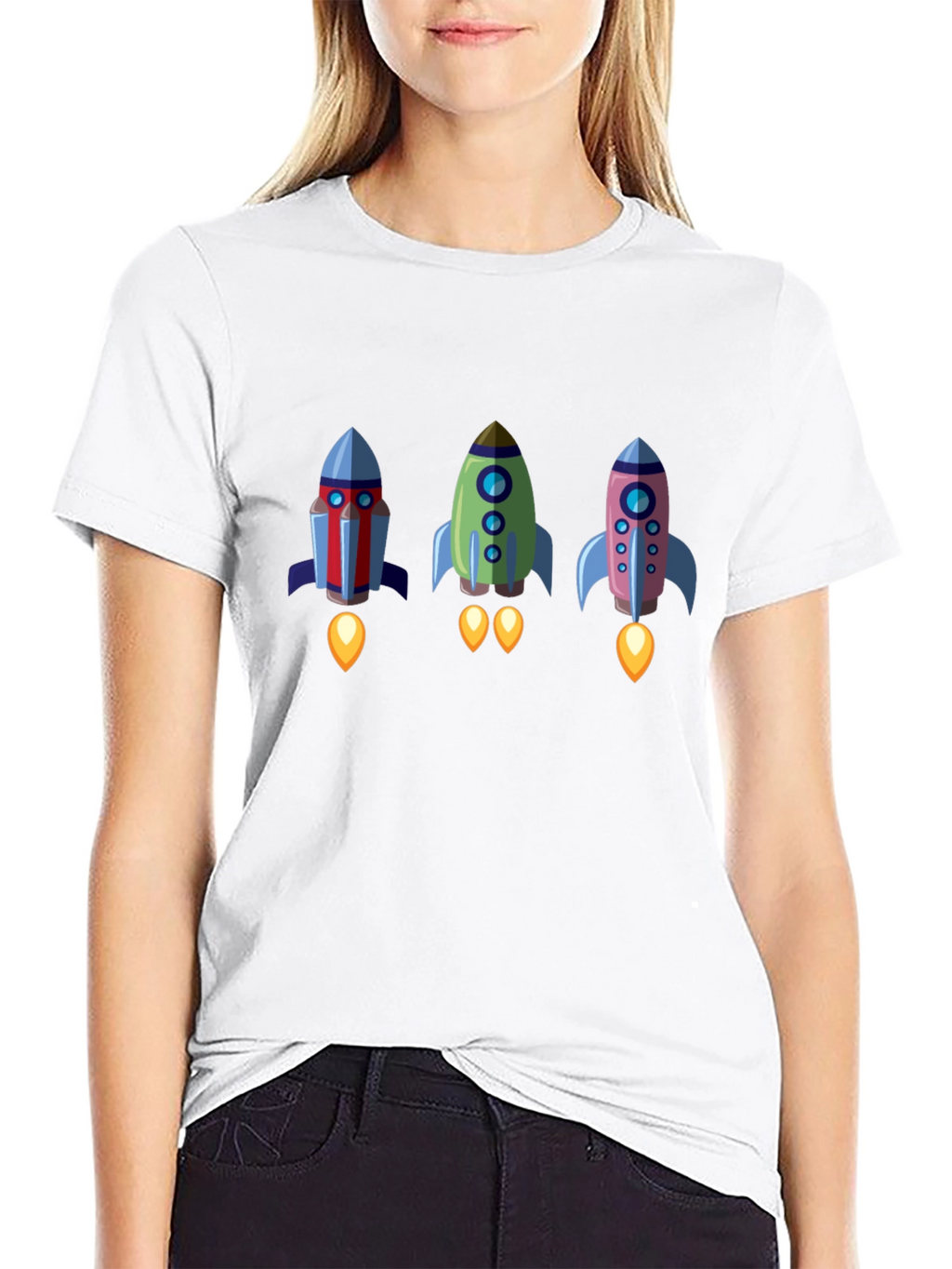 Rocket Trio Graphic Tee - Black Cotton T-Shirt