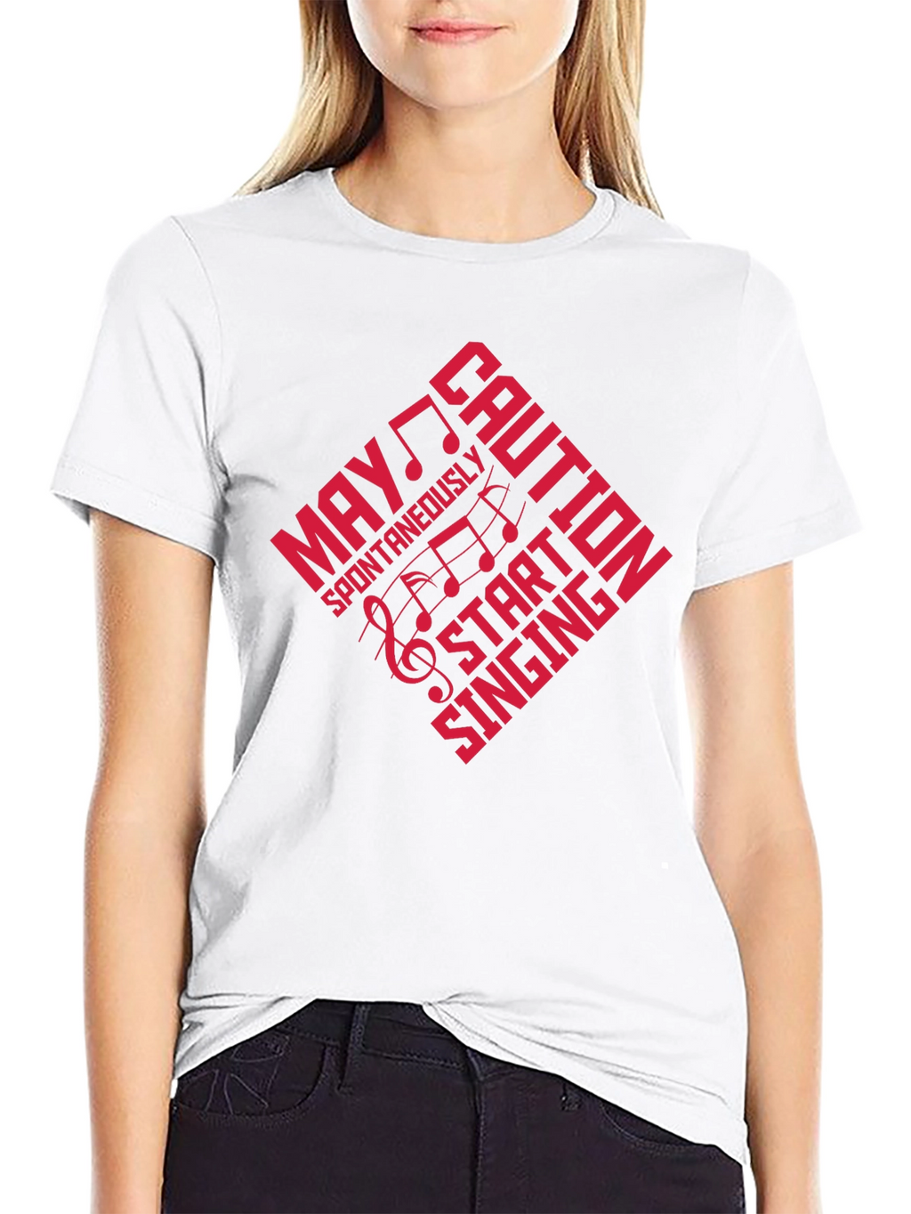 Caution May Spontaneously Start Singing Black T-Shirt