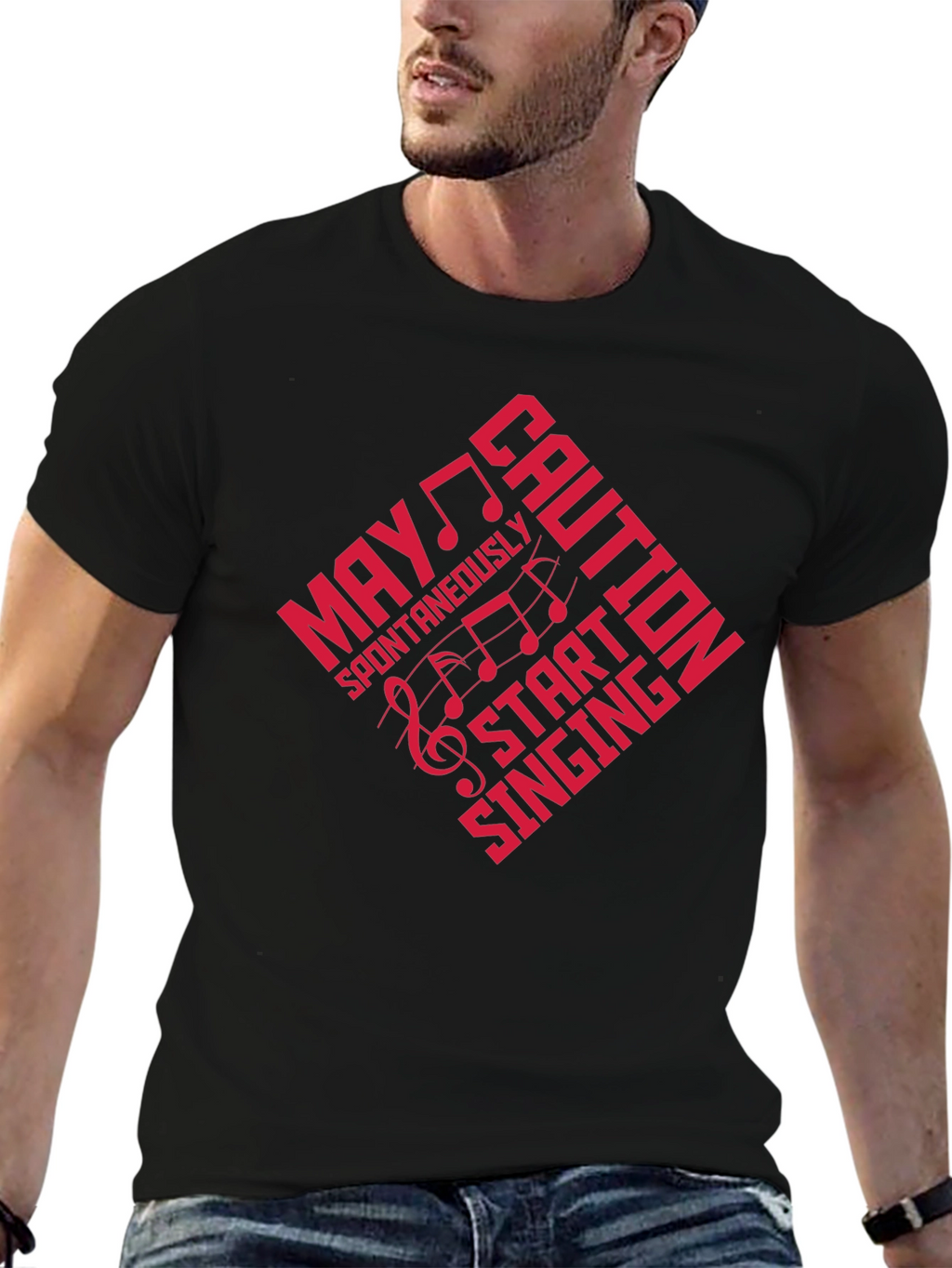 Caution May Spontaneously Start Singing Black T-Shirt