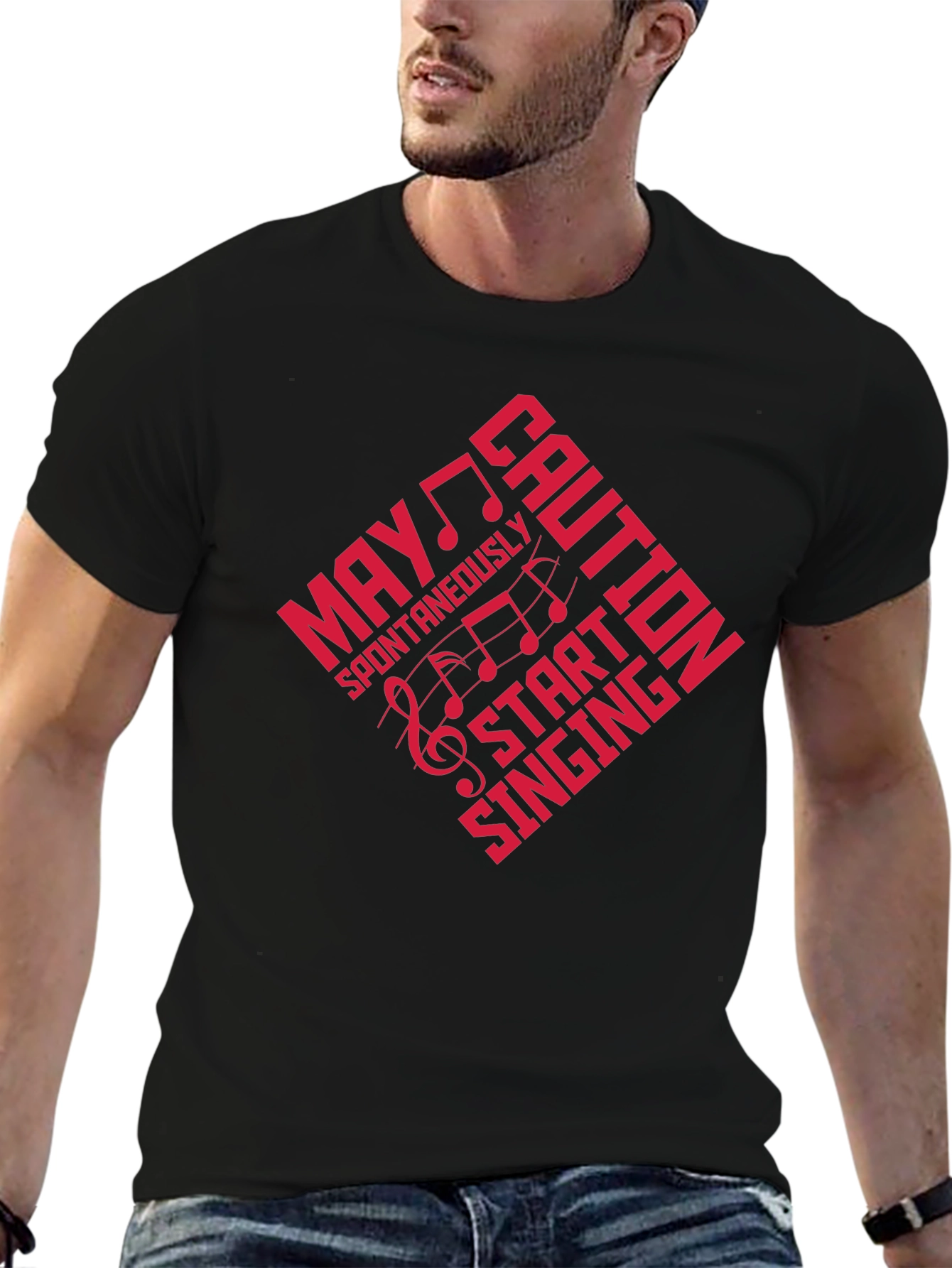 Caution May Spontaneously Start Singing Black T-Shirt