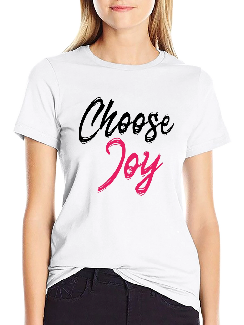 Choose Joy Graphic Tee - Black Cotton Blend Shirt
