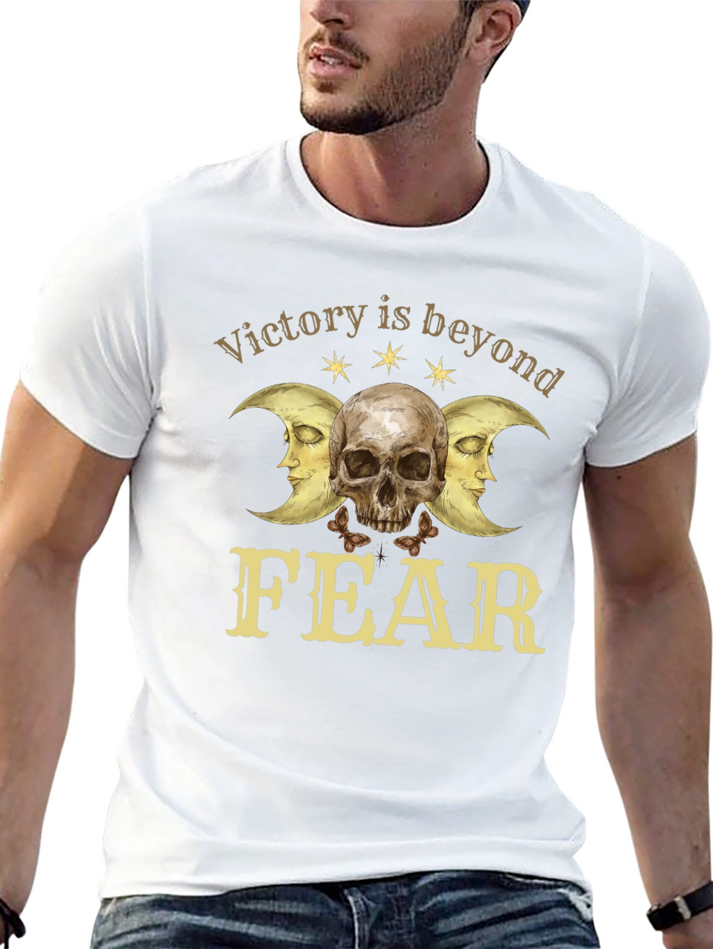 Victory Beyond Fear Skull & Moon Graphic T-Shirt