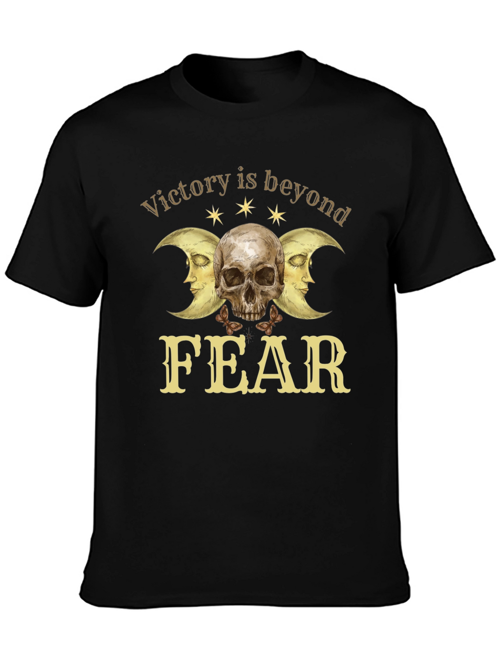 Victory Beyond Fear Skull & Moon Graphic T-Shirt