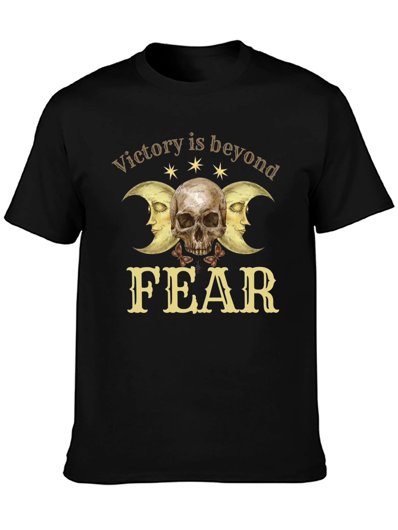 Victory Beyond Fear Skull & Moon Graphic T-Shirt