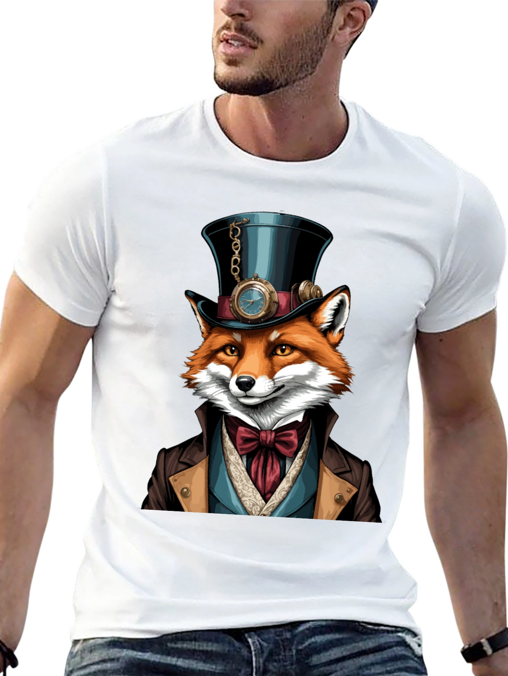 Steampunk Fox T-Shirt - Unique Animal Graphic Tee