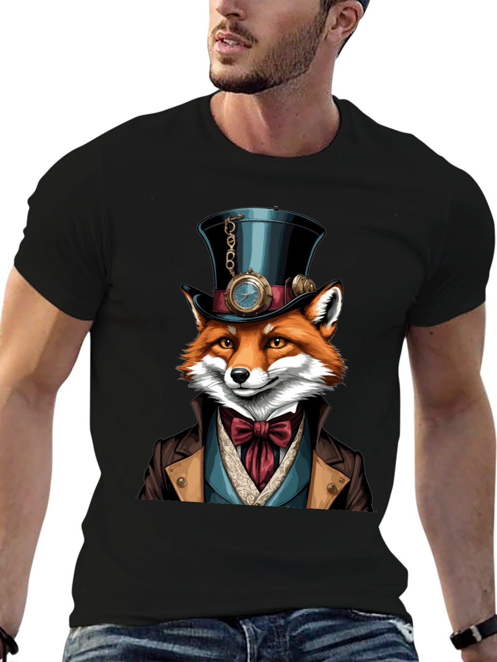 Steampunk Fox T-Shirt - Unique Animal Graphic Tee