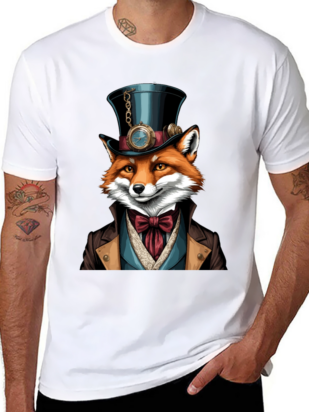 Steampunk Fox T-Shirt - Unique Animal Graphic Tee