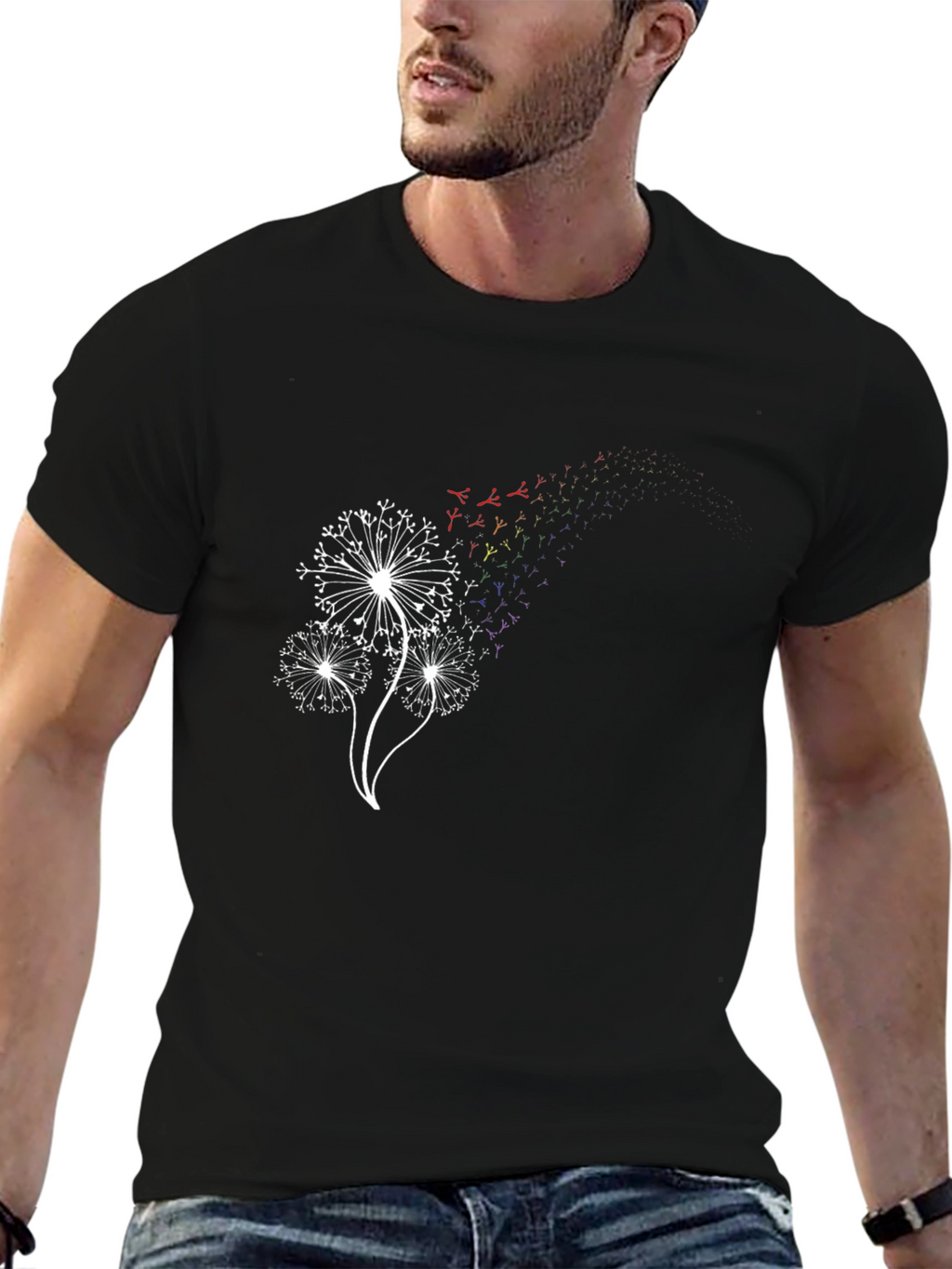 Dandelion Rainbow Graphic Tee - Trendy Menswear