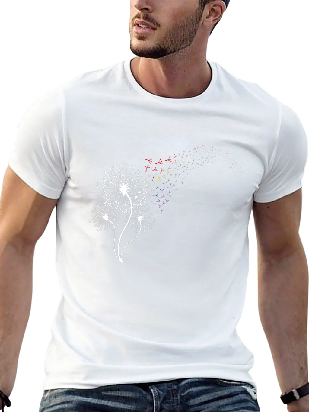 Dandelion Rainbow Graphic Tee - Trendy Menswear