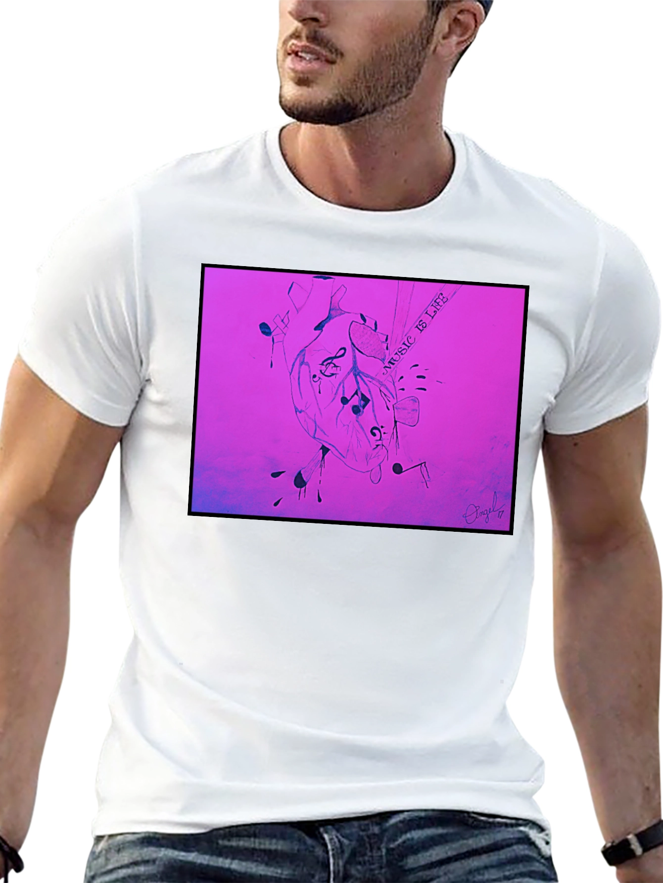 Music is Life Heart Graphic T-Shirt