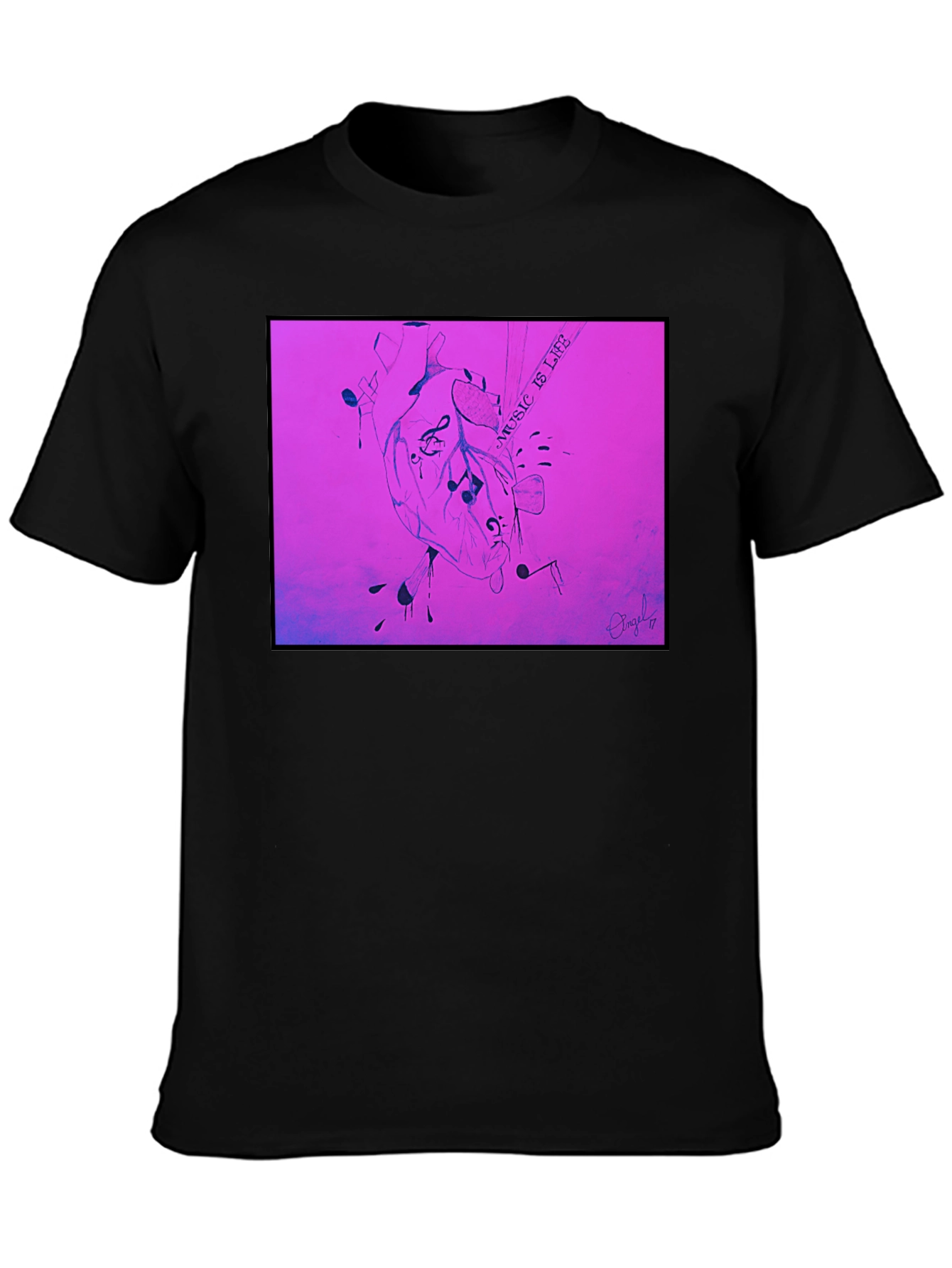 Music is Life Heart Graphic T-Shirt