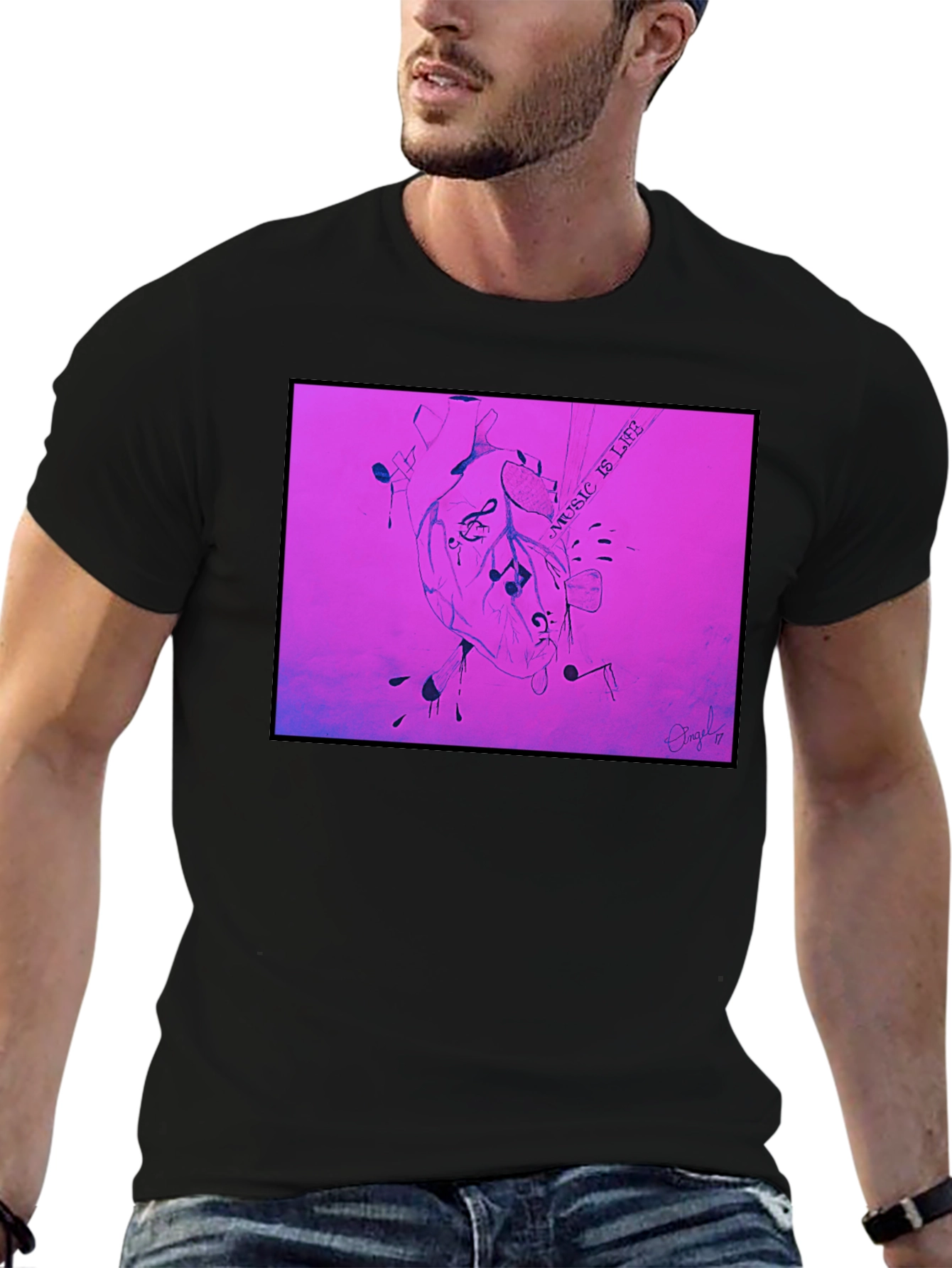 Music is Life Heart Graphic T-Shirt