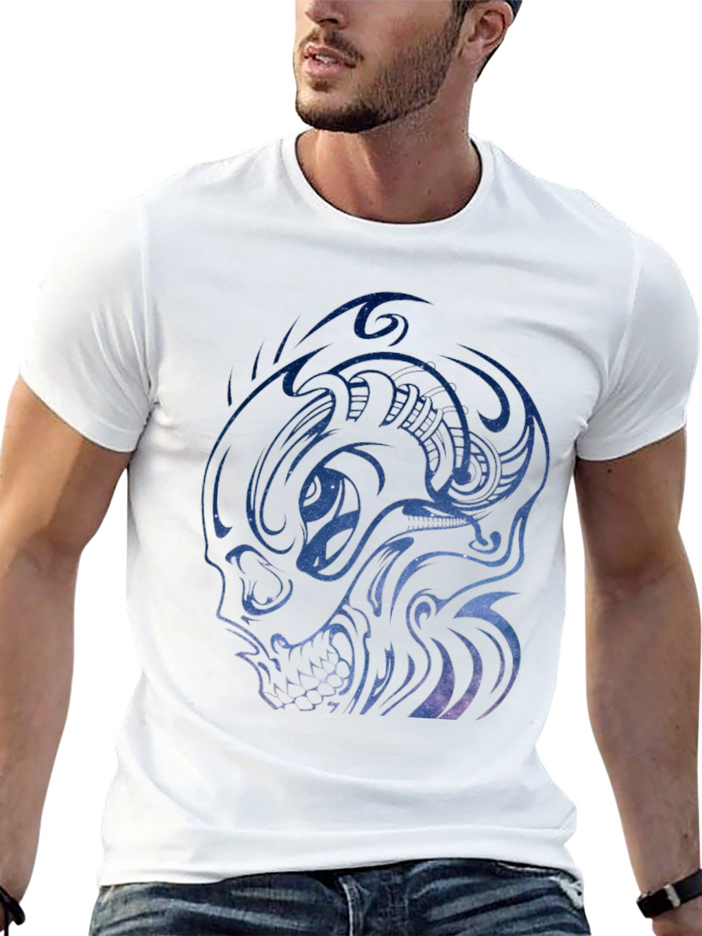 Galaxy Skull Graphic Tee - Mens Black T-Shirt