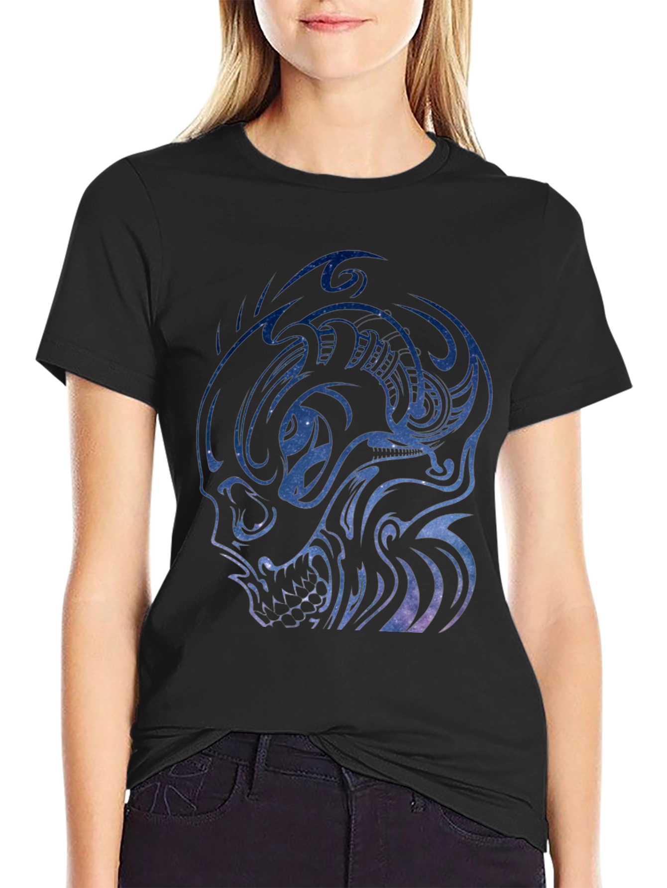 Galaxy Skull Graphic Tee - Mens Black T-Shirt