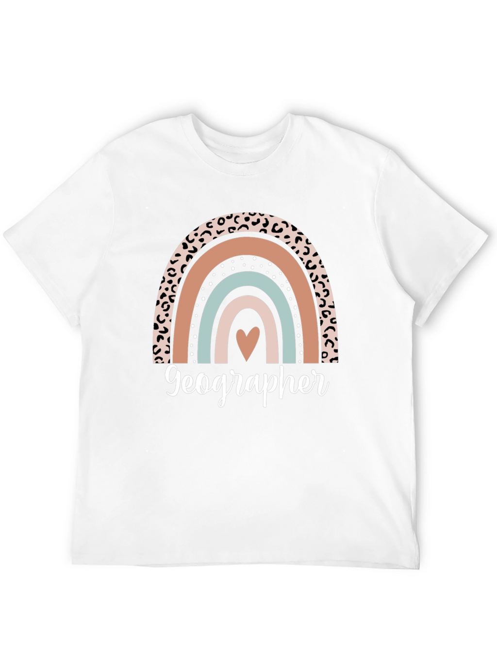 Geographer Leopard Rainbow Heart T-Shirt