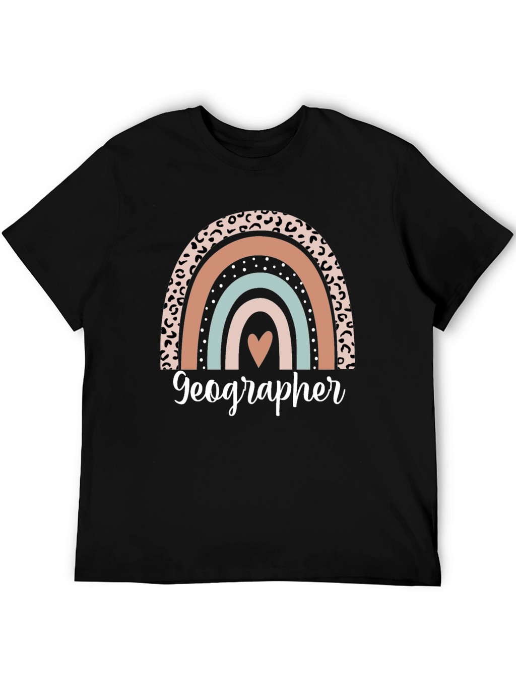 Geographer Leopard Rainbow Heart T-Shirt