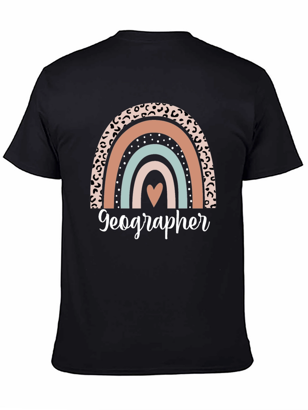 Geographer Leopard Rainbow Heart T-Shirt