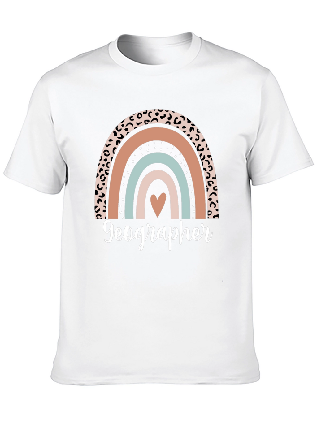 Geographer Leopard Rainbow Heart T-Shirt