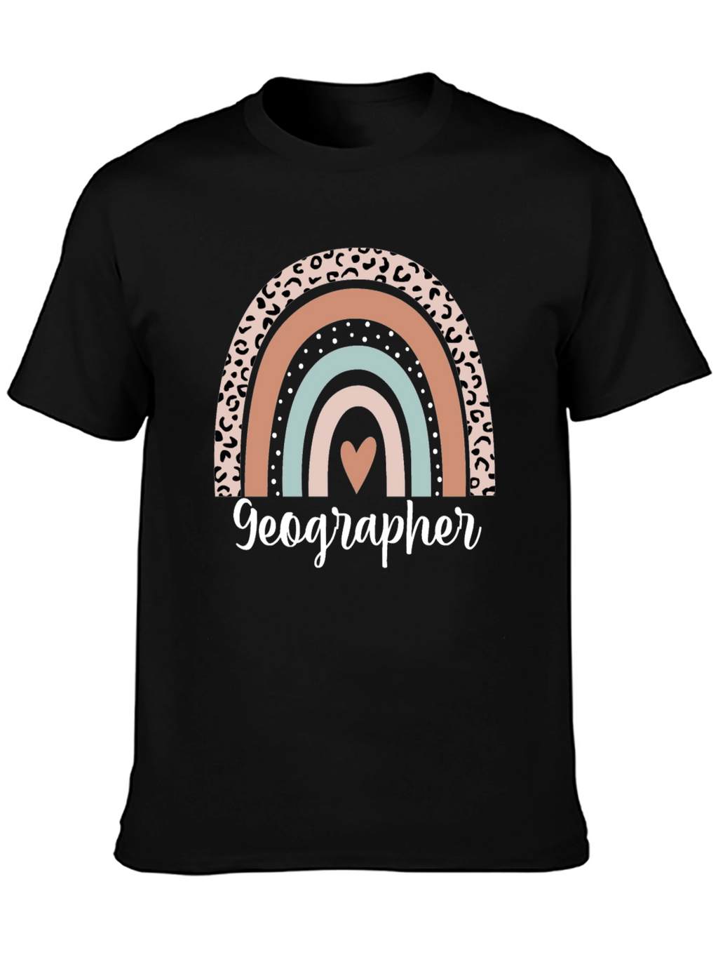 Geographer Leopard Rainbow Heart T-Shirt