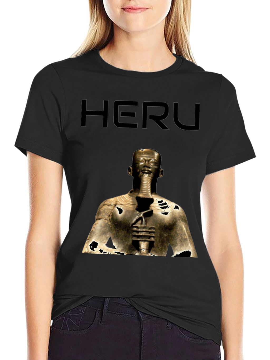 Heru Pharaoh Graphic Tee - Black Cotton T-Shirt