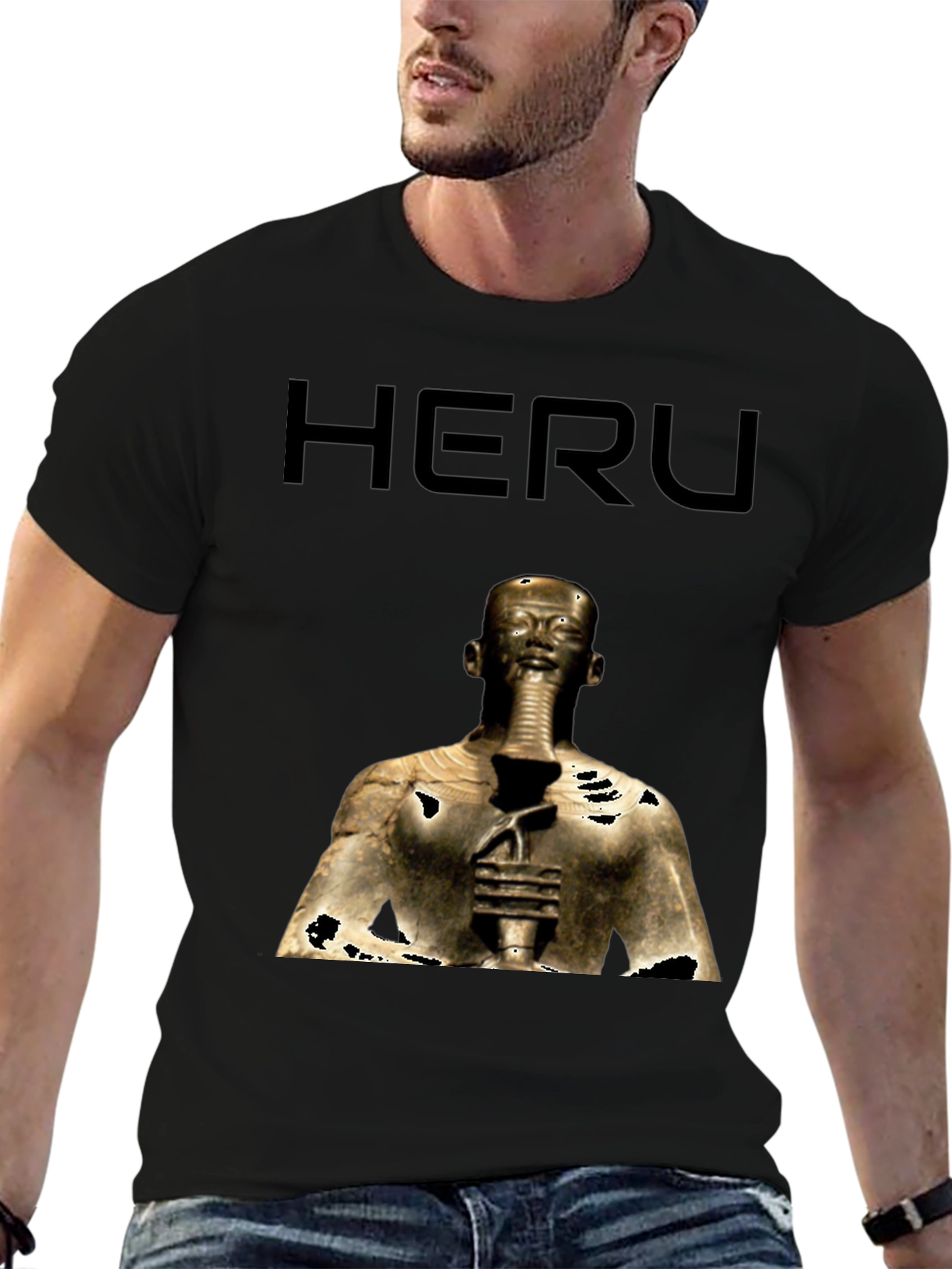 Heru Pharaoh Graphic Tee - Black Cotton T-Shirt