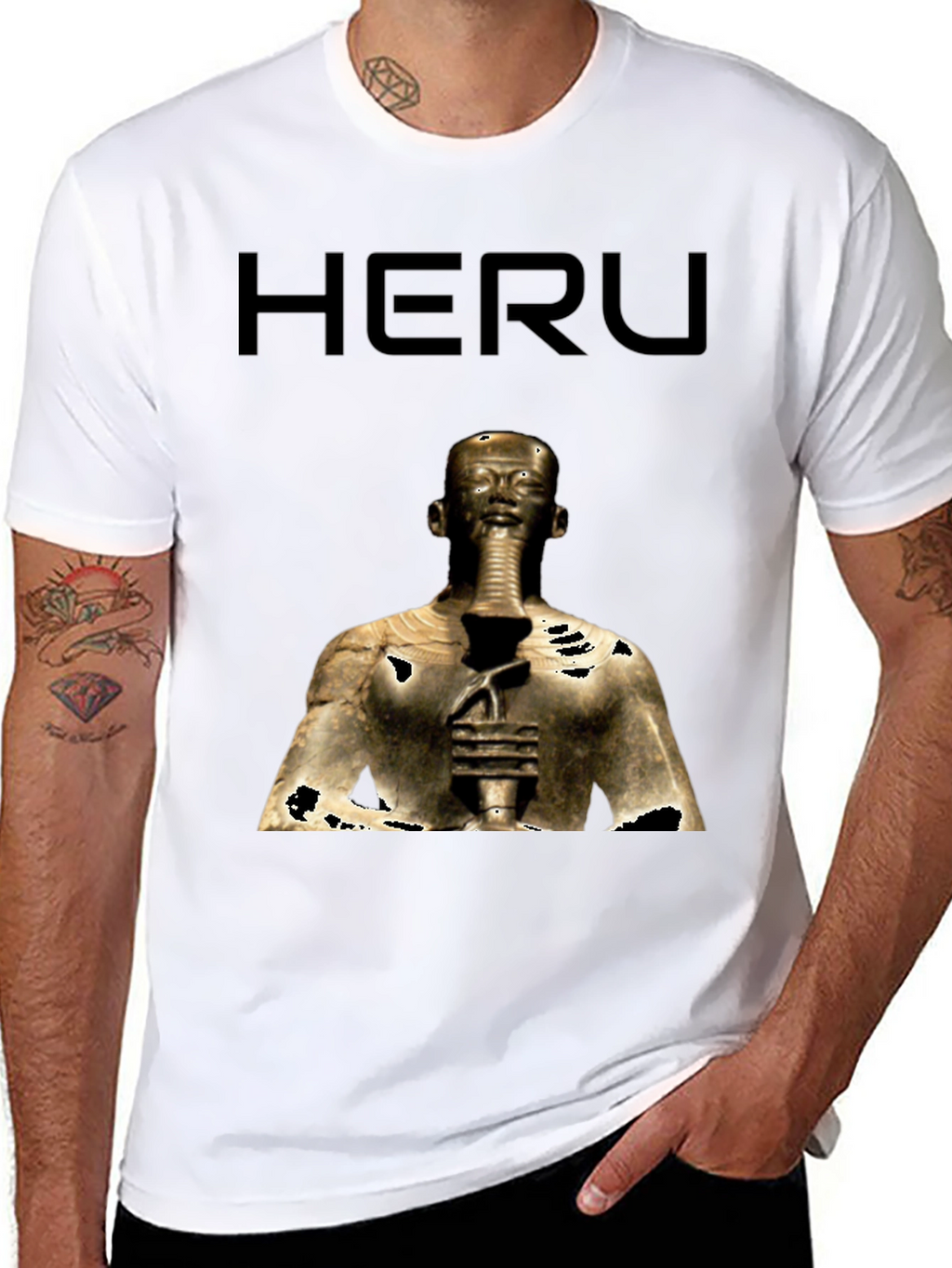 Heru Pharaoh Graphic Tee - Black Cotton T-Shirt