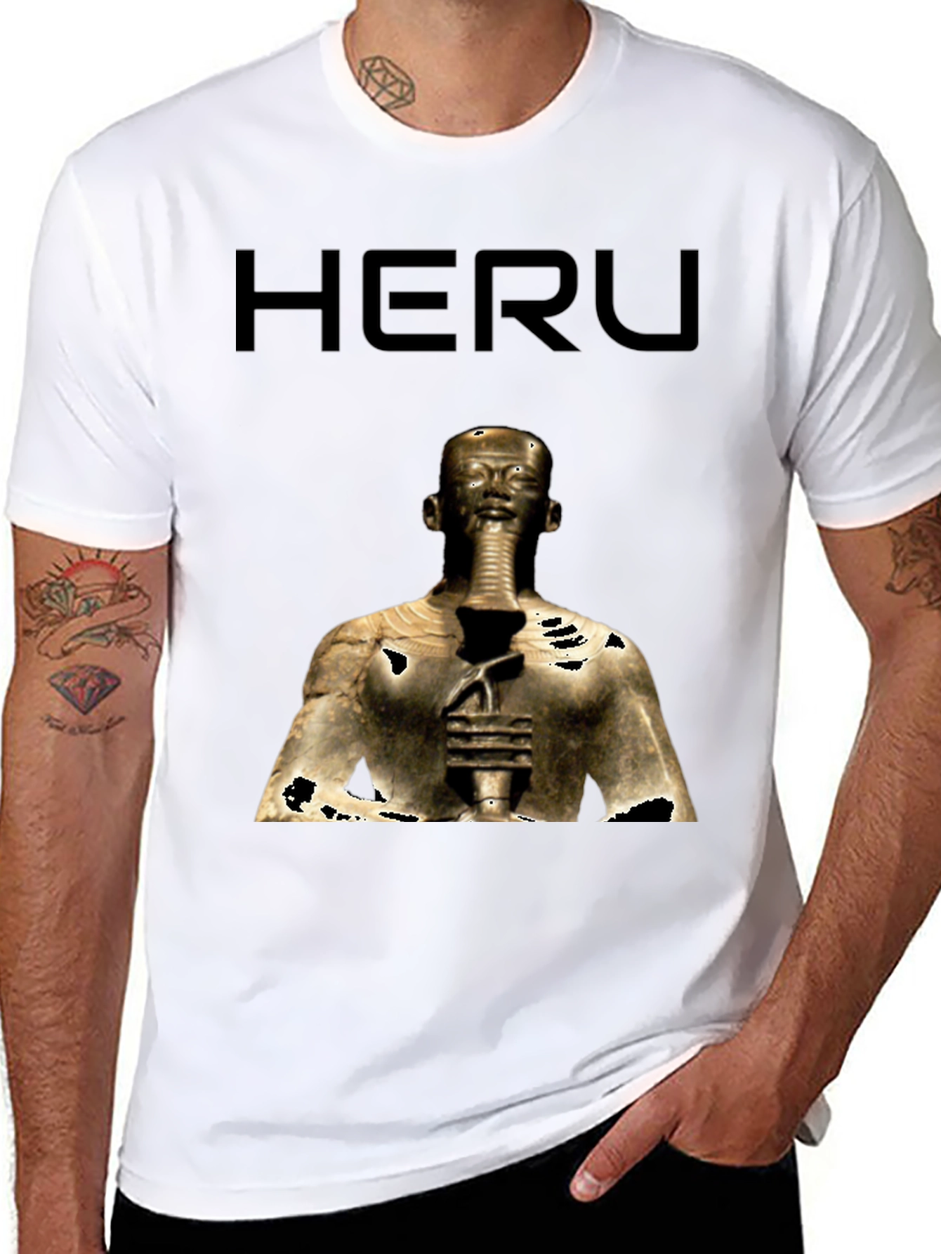 Heru Pharaoh Graphic Tee - Black Cotton T-Shirt