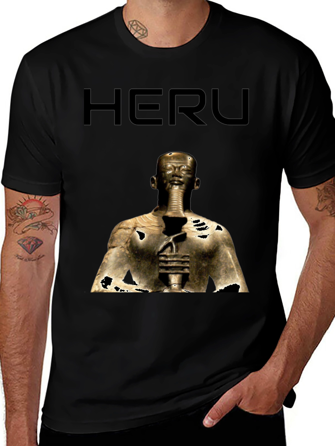 Heru Pharaoh Graphic Tee - Black Cotton T-Shirt
