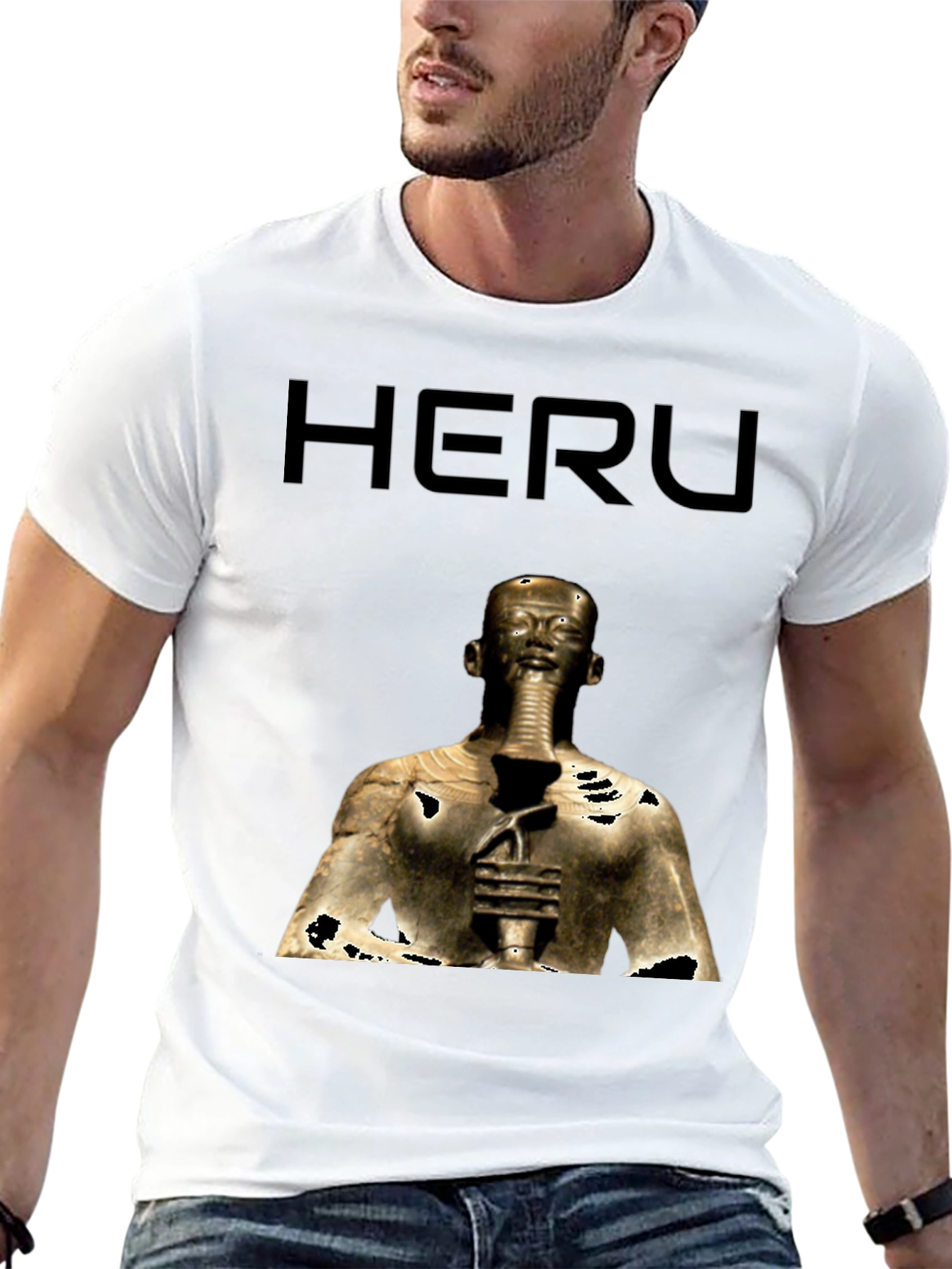 Heru Pharaoh Graphic Tee - Black Cotton T-Shirt