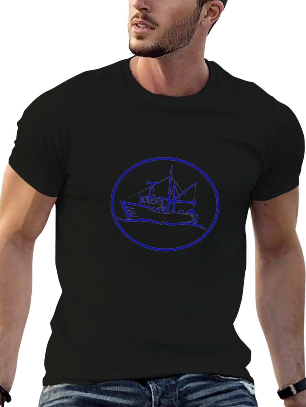 Nautical T-Shirt - Blue Boat Graphic Tee