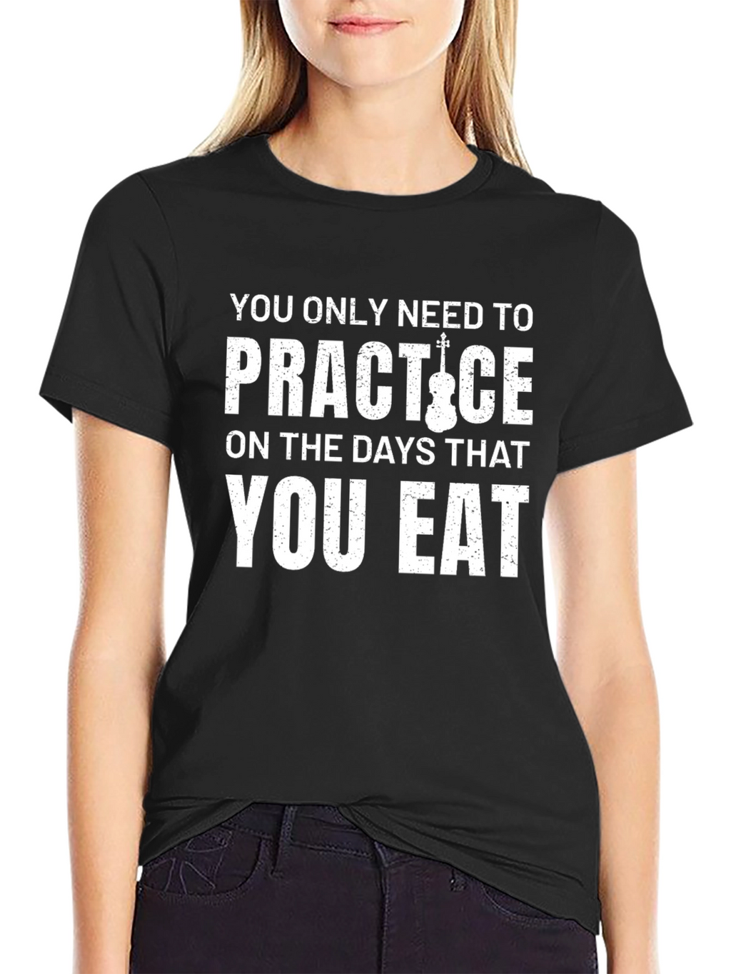 Practice Violin Black Graphic T-Shirt