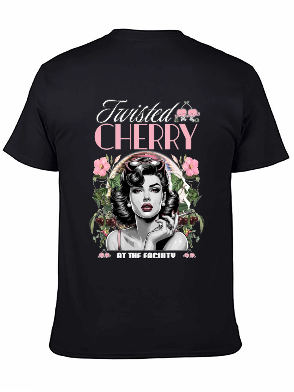 Twisted Cherry Graphic Tee - Retro Pin-Up Style