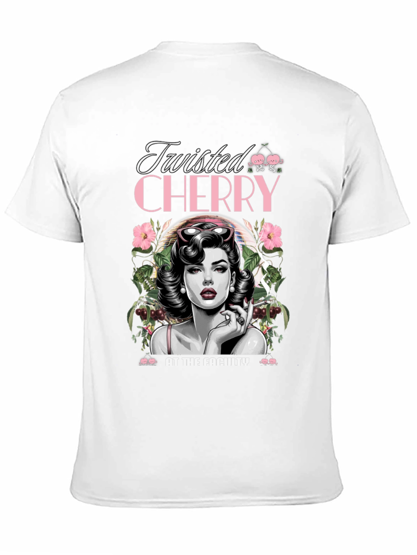 Twisted Cherry Graphic Tee - Retro Pin-Up Style