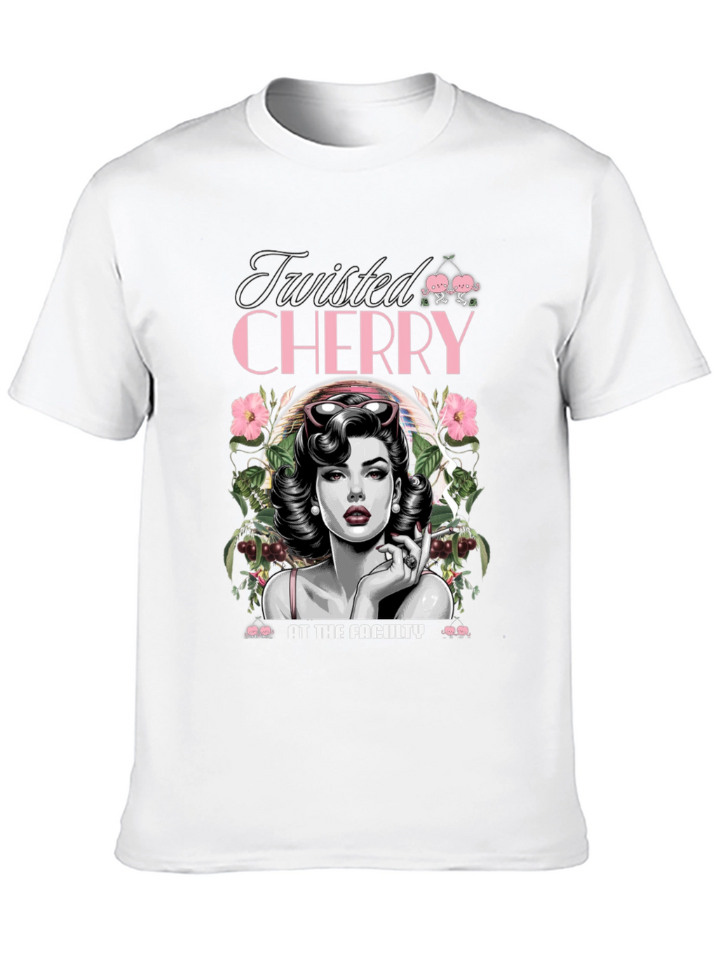 Twisted Cherry Graphic Tee - Retro Pin-Up Style