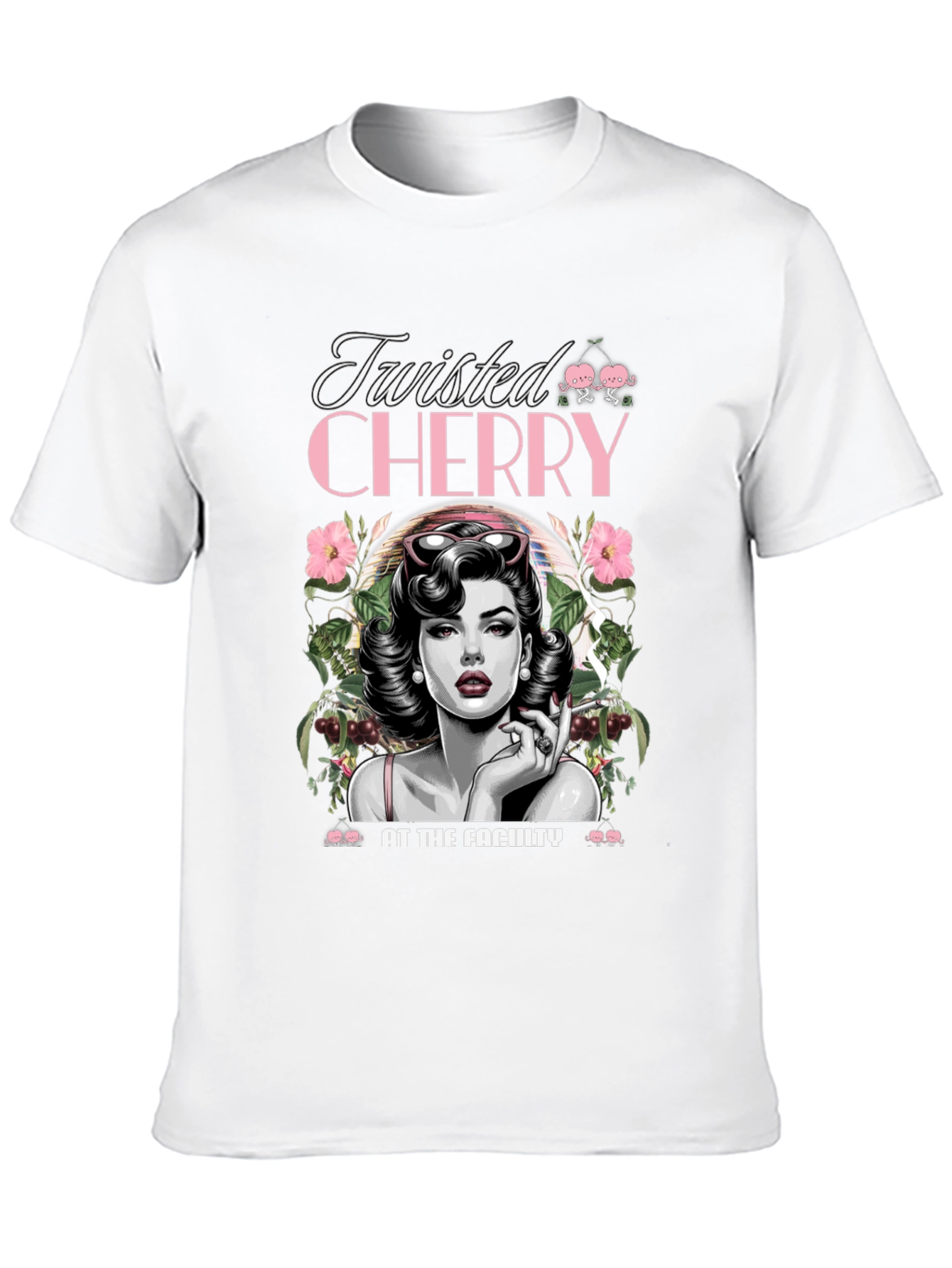Twisted Cherry Graphic Tee - Retro Pin-Up Style