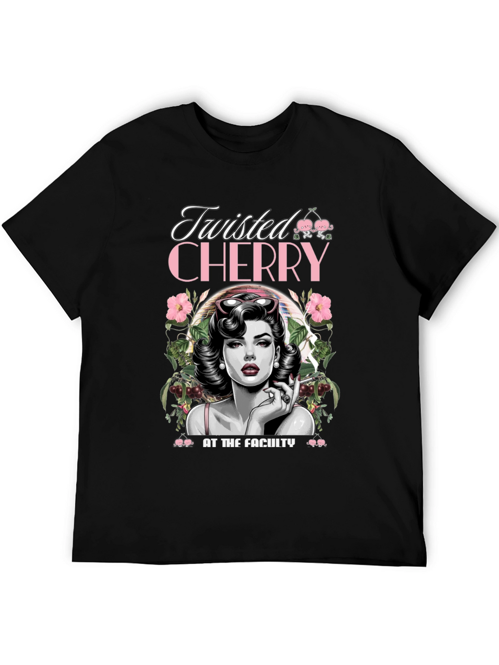 Twisted Cherry Graphic Tee - Retro Pin-Up Style