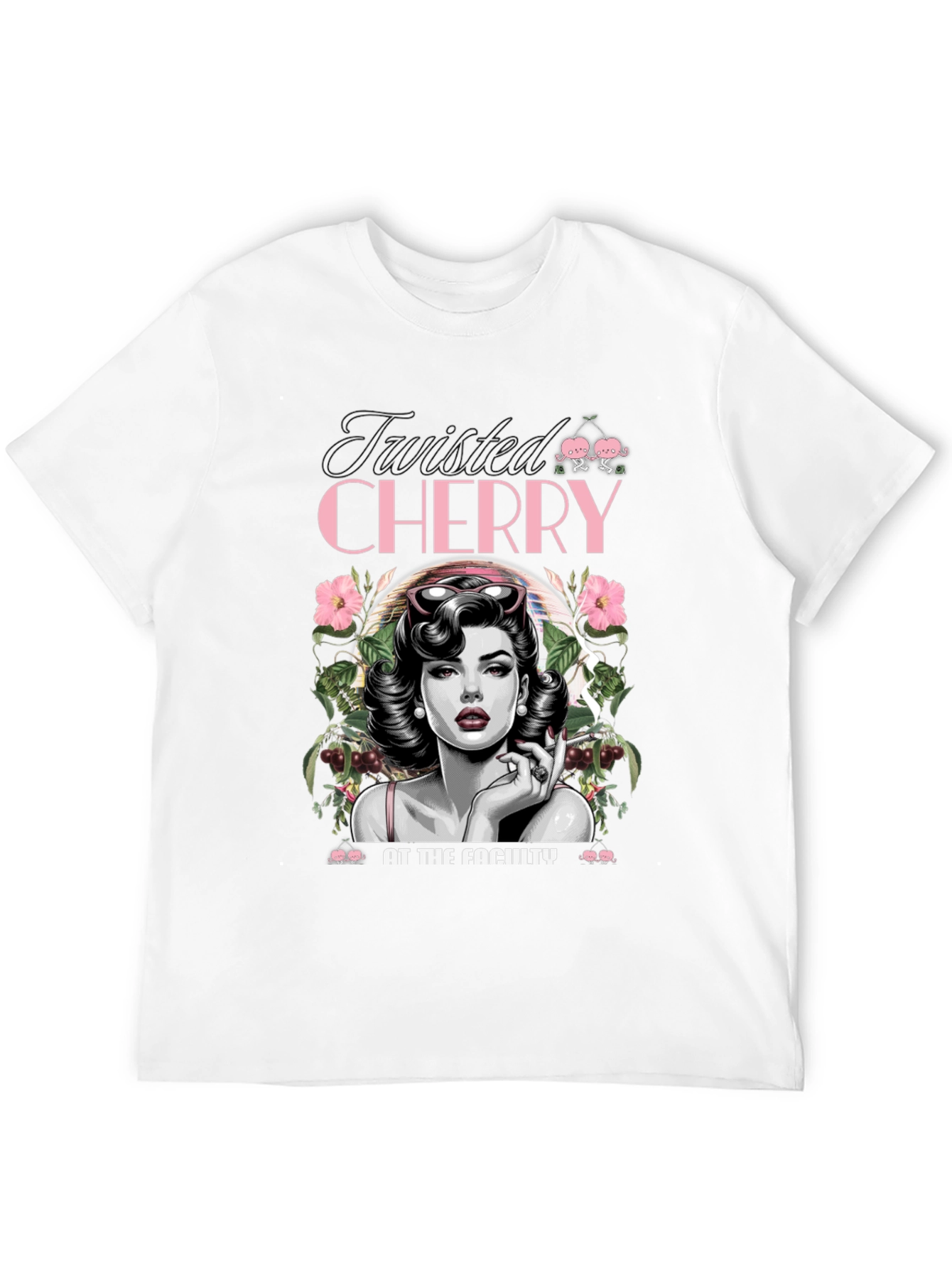 Twisted Cherry Graphic Tee - Retro Pin-Up Style